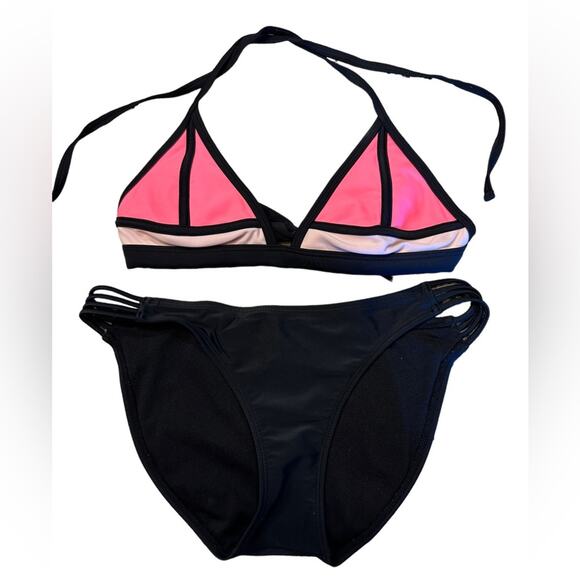 Xhilaration Women's Size Small Swimsuit - Bikini in Black and Pink - Picture 1 of 5